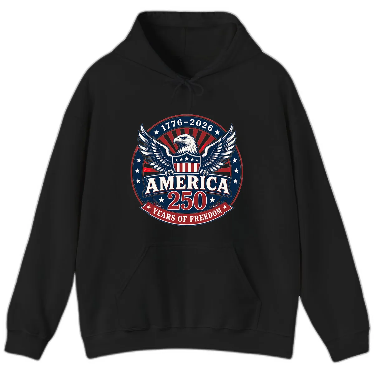 America 250 Years Of Freedom Celebration Hoodie in Black